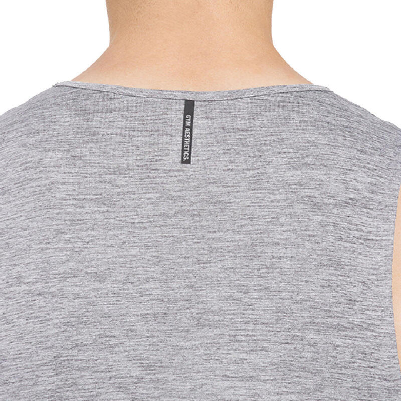 Men LooseFit Print Wicking Anti-Odor Sports Vest Tank Top Singlet - Grey