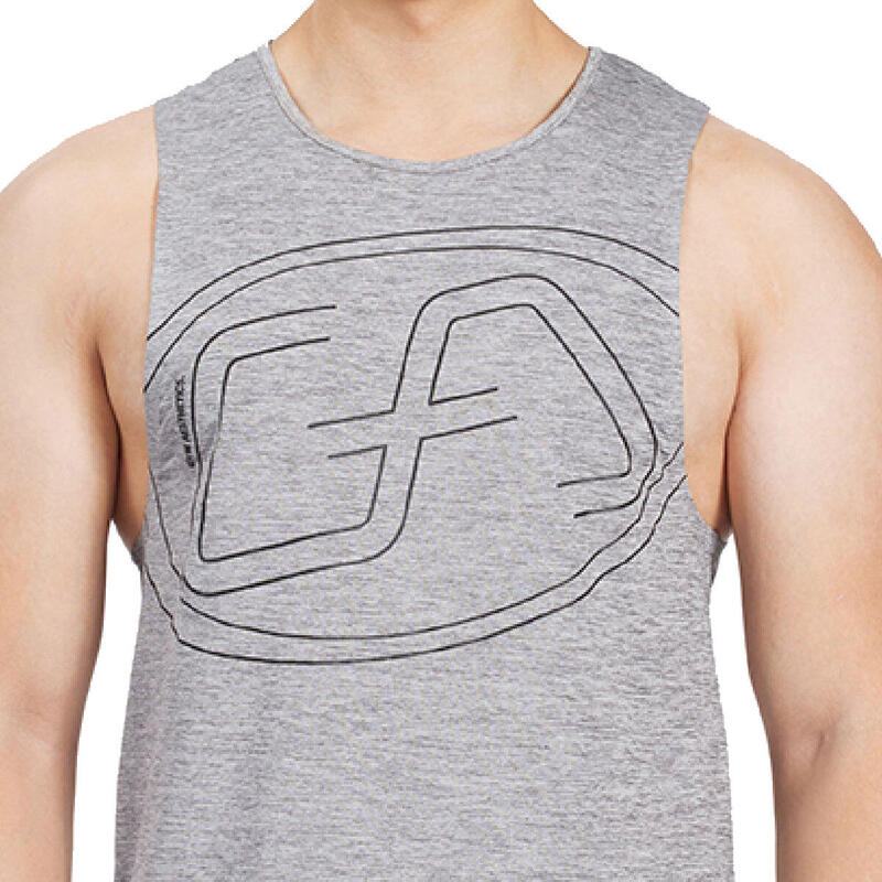 Men LooseFit Print Wicking Anti-Odor Sports Vest Tank Top Singlet - Grey