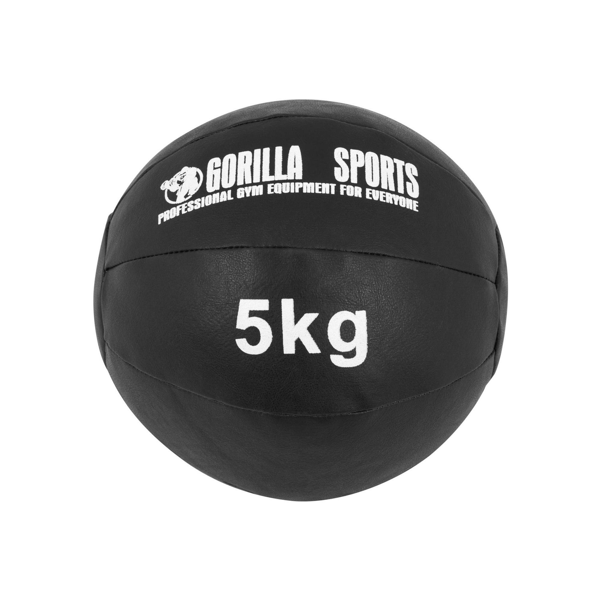 Gorilla Sports - Medecine Ball Cuir Synthétique | Musculation | Au Choix De 1kg À 10kg - Médecine Ball - Blanc|noir - 5 Kg - Decathlon