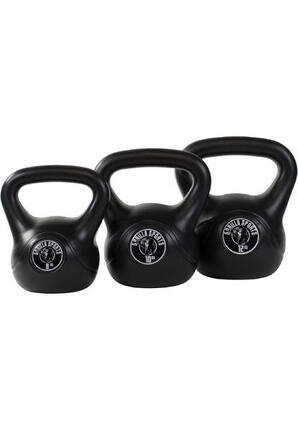 LOT DE 3 KETTLEBELLS NOIRS EN PLASTIQUE | MUSCULATION | 8KG, 10KG ET 12KG