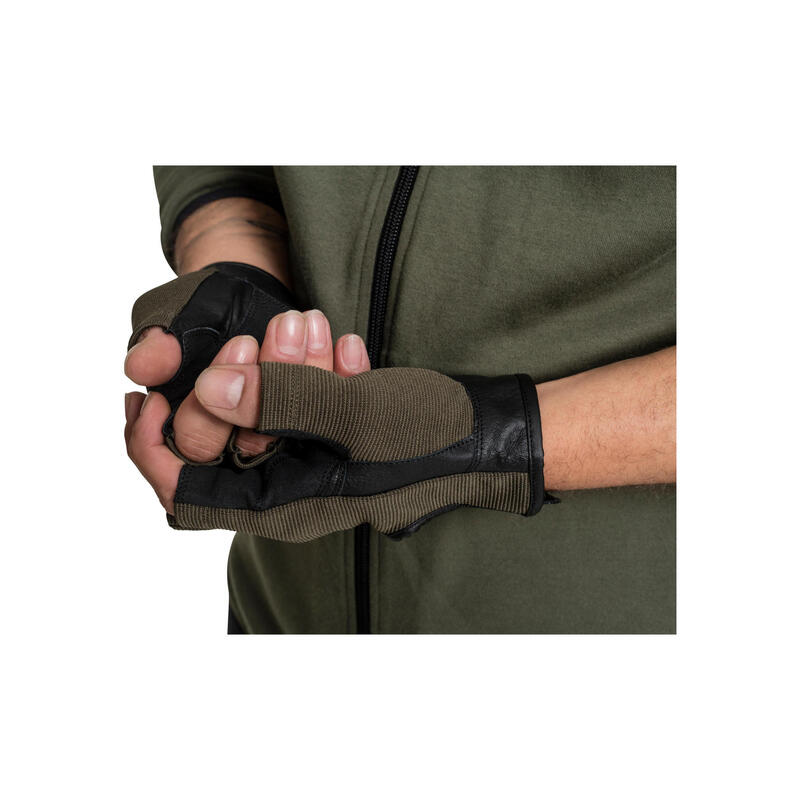 Fitness Handschuhe Leder in Schwarz/Rosa/Khaki