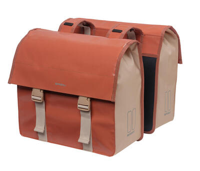 Dubbele fietstas "urban load". terra red/rose