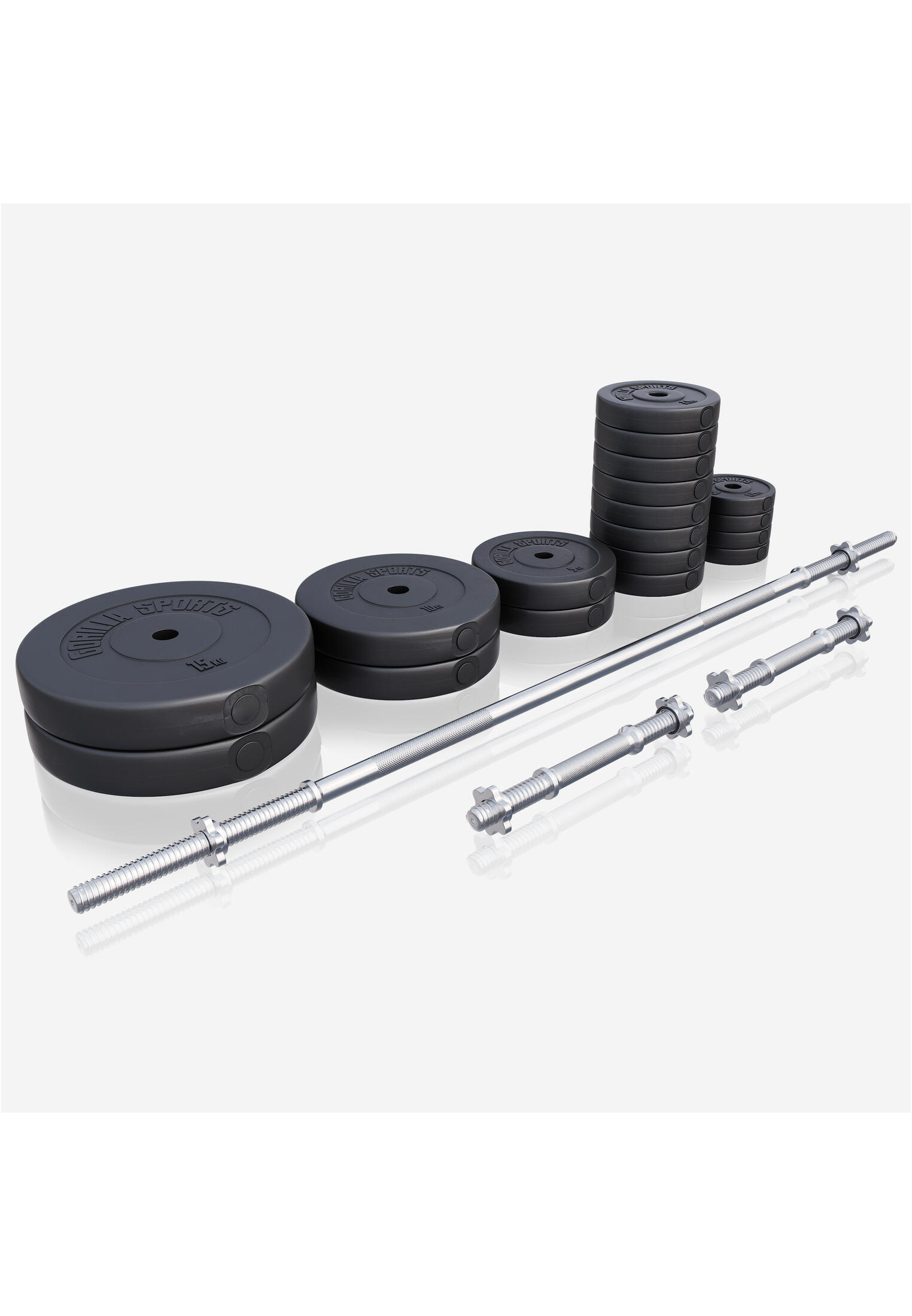 Lange Halterset 100 kg - Kunststof - Schroefsluitingen - Gewichten 2/7