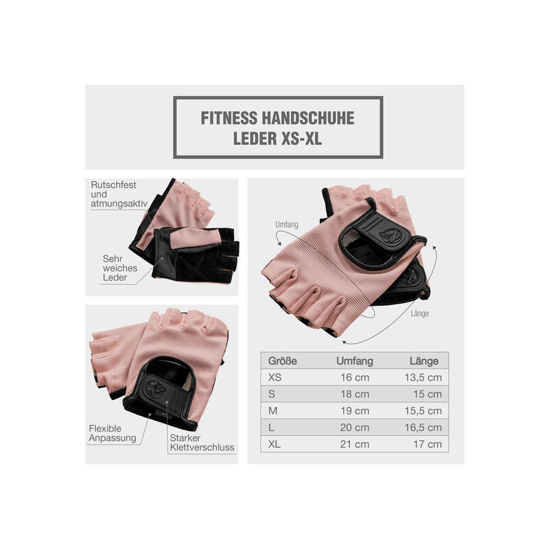Mănuși Fitness Piele Roz