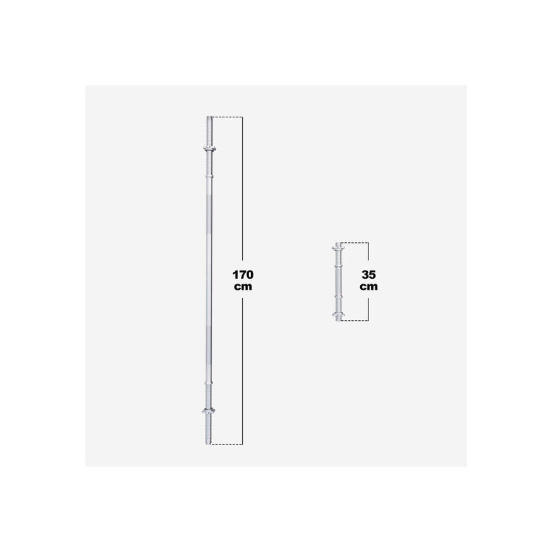 SET D'HALTÈRES 60KG | DISQUES PLASTIQUE + BARRES 2X35CM ET 1X170CM | MUSCULATION 3