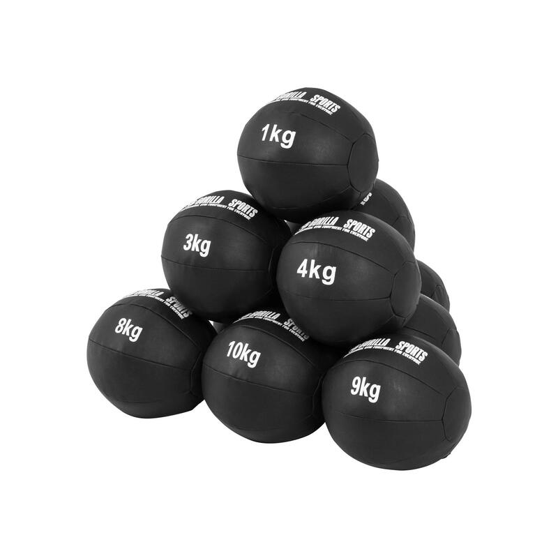 Medizinball aus Leder in Schwarz 1 - 10 kg