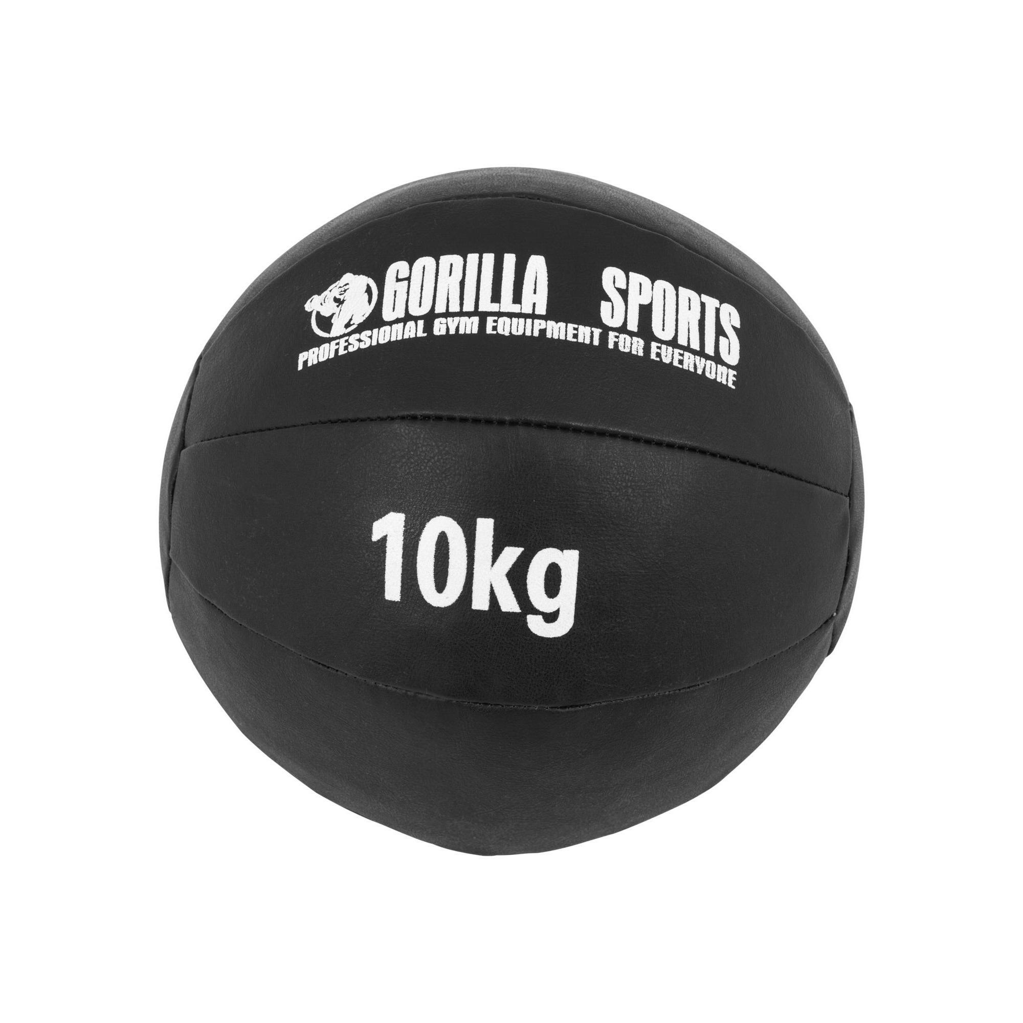 Gorilla Sports - Medecine Ball Cuir Synthétique | Musculation | Au Choix De 1kg À 10kg - Médecine Ball - Noir - 10 Kg - Decathlon