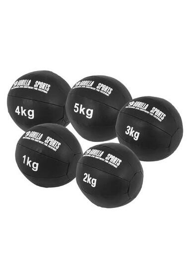 LOT 5 MEDECINE BALL CUIR SYNTHÉTIQUE | MUSCULATION | POIDS TOTAL 15KG
