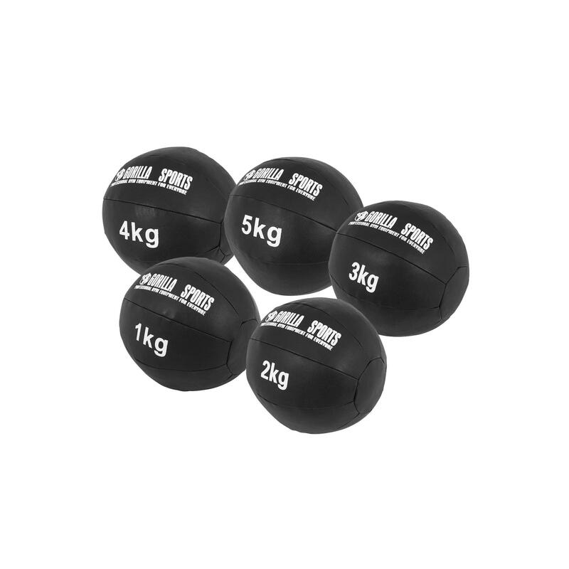 Medicijn Bal set 15 kg - 5 trainings Ballen - Medicine ball - Leer