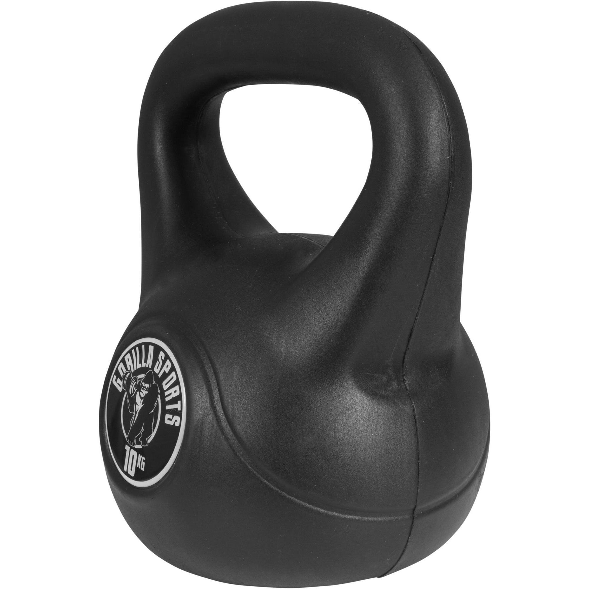 GORILLA SPORTS KETTLEBELL NERO CON RIVESTIMENTO IN PLASTICA | BODYBUILDING