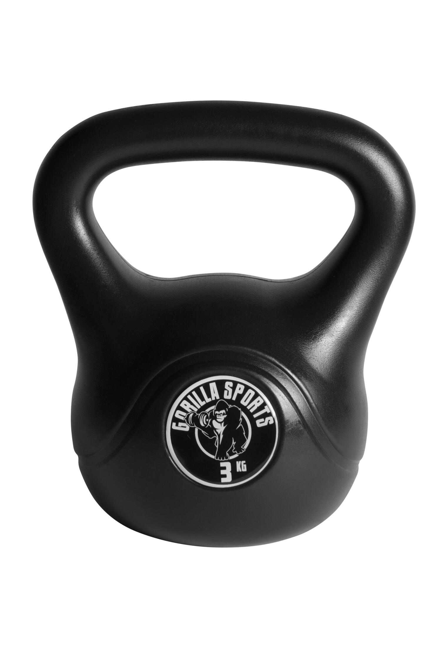 LOT DE 3 KETTLEBELLS NOIRS EN PLASTIQUE | MUSCULATION | 3KG, 6KG ET 8KG 2/7