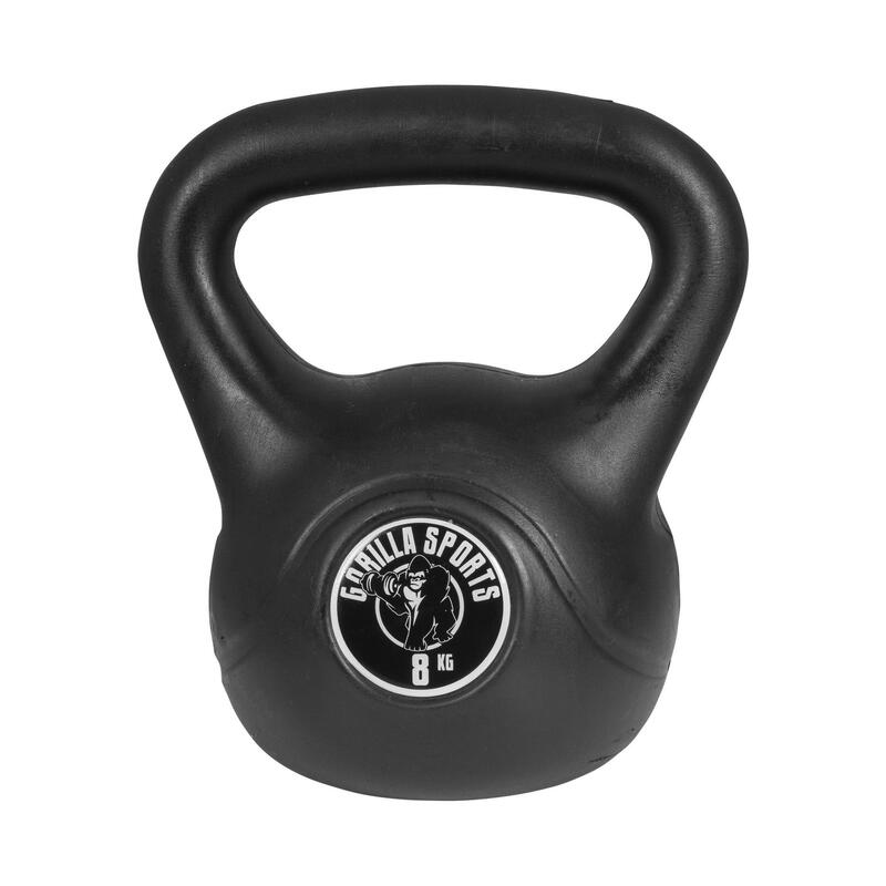 LOT DE 3 KETTLEBELLS NOIRS EN PLASTIQUE | MUSCULATION | 3KG, 6KG ET 8KG