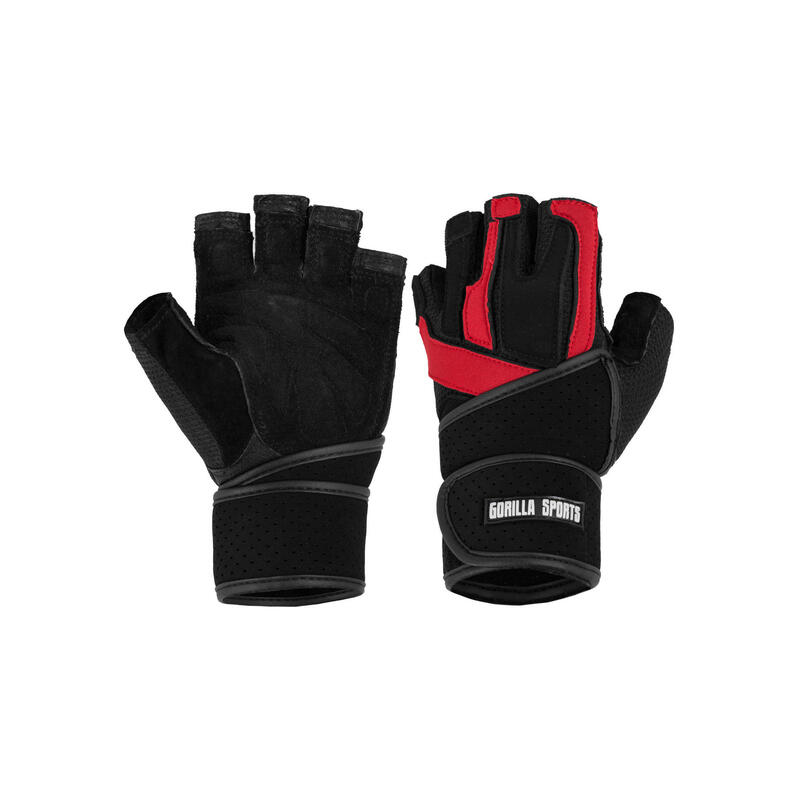 GANTS D'ENTRAINEMENT AVEC BANDAGE ARTICULAIRE / NOIR ROUGE | ACCESSOIRE MUSCULAT