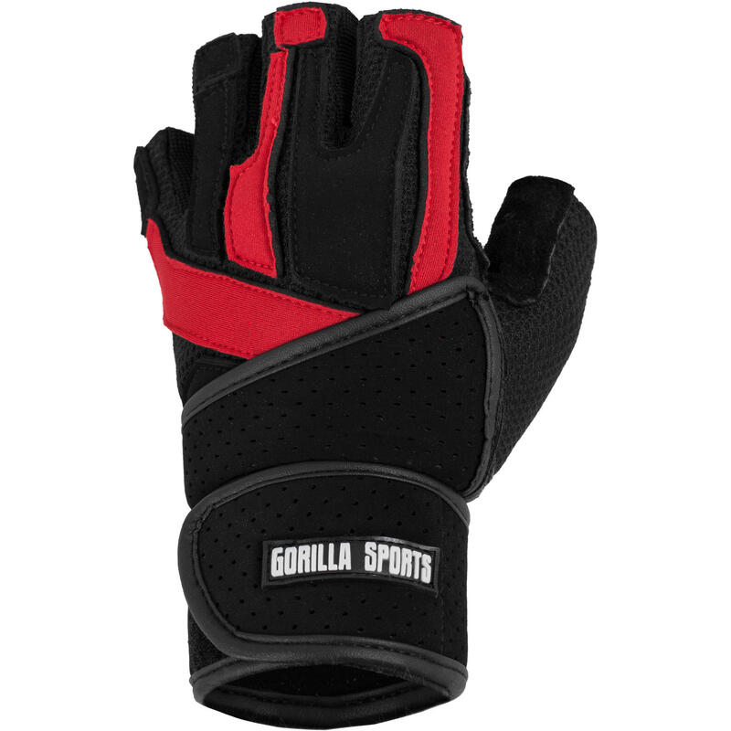 GANTS D'ENTRAINEMENT AVEC BANDAGE ARTICULAIRE / NOIR ROUGE | ACCESSOIRE MUSCULAT