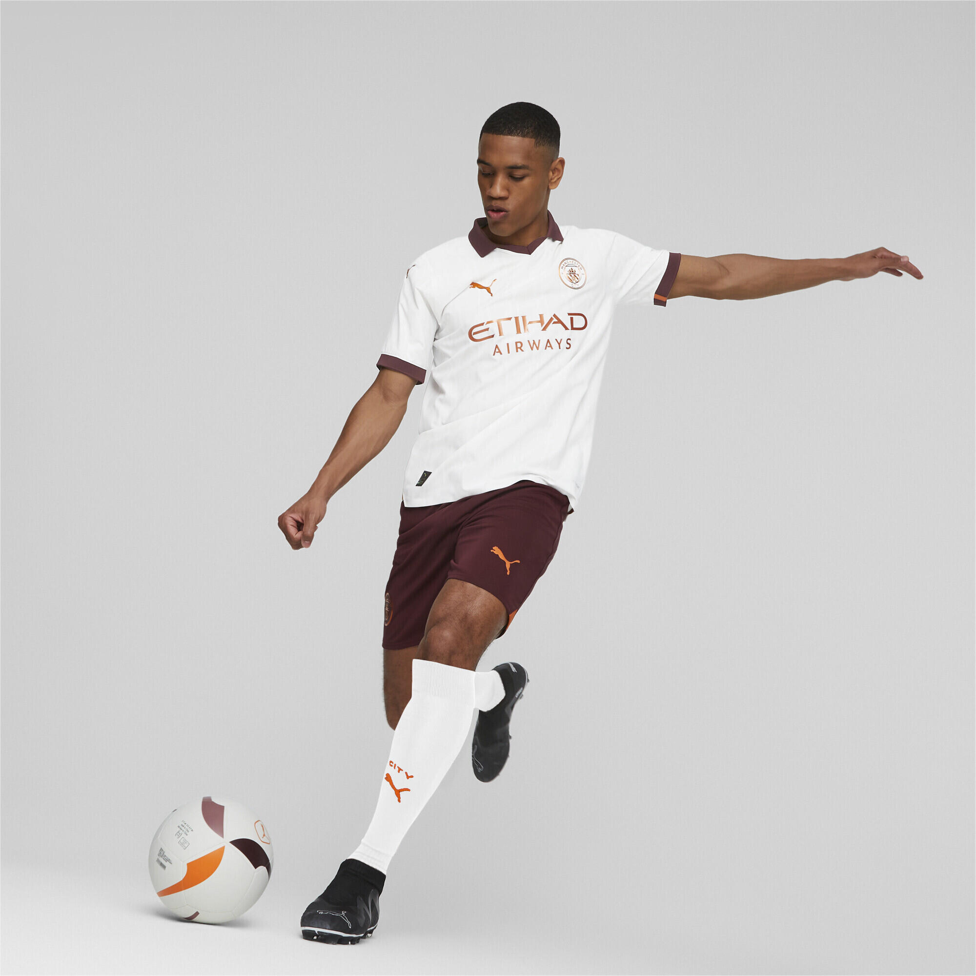 Maillot Authentic Away 23/24 Manchester City PUMA White Aubergine Purple 5/6