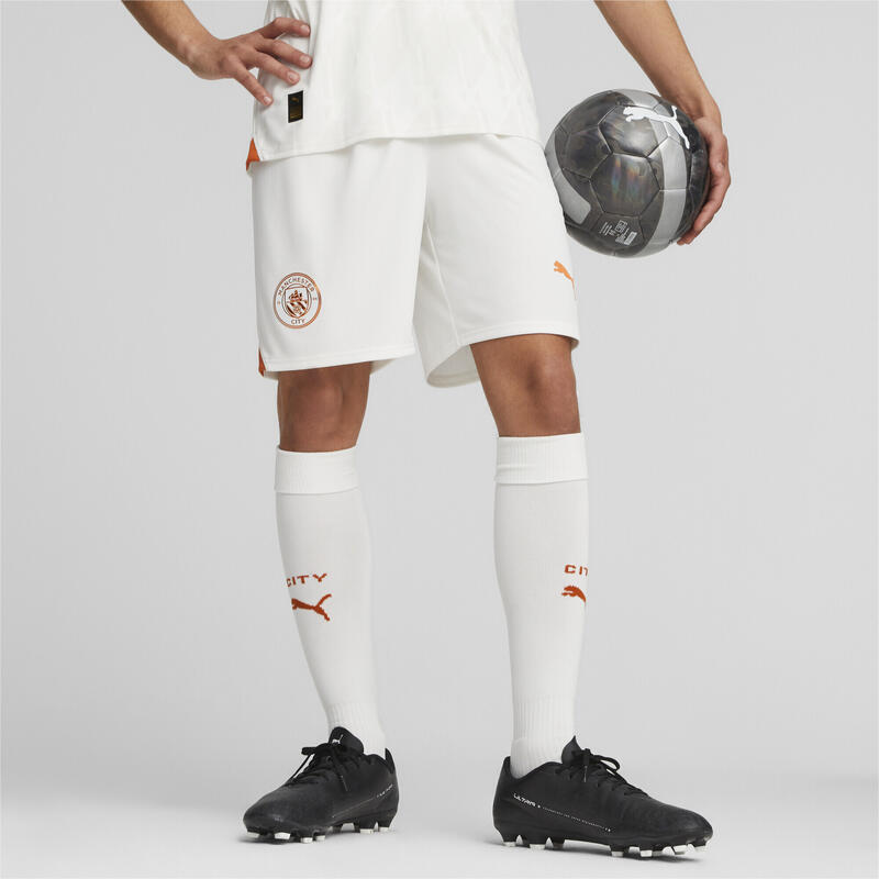 Shorts da calcio Manchester City PUMA White Cayenne Pepper Orange