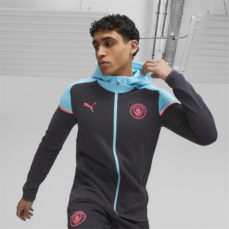 Pulóver Puma Mcfc Casuals Hooded Jkt, Kék, Férfiak