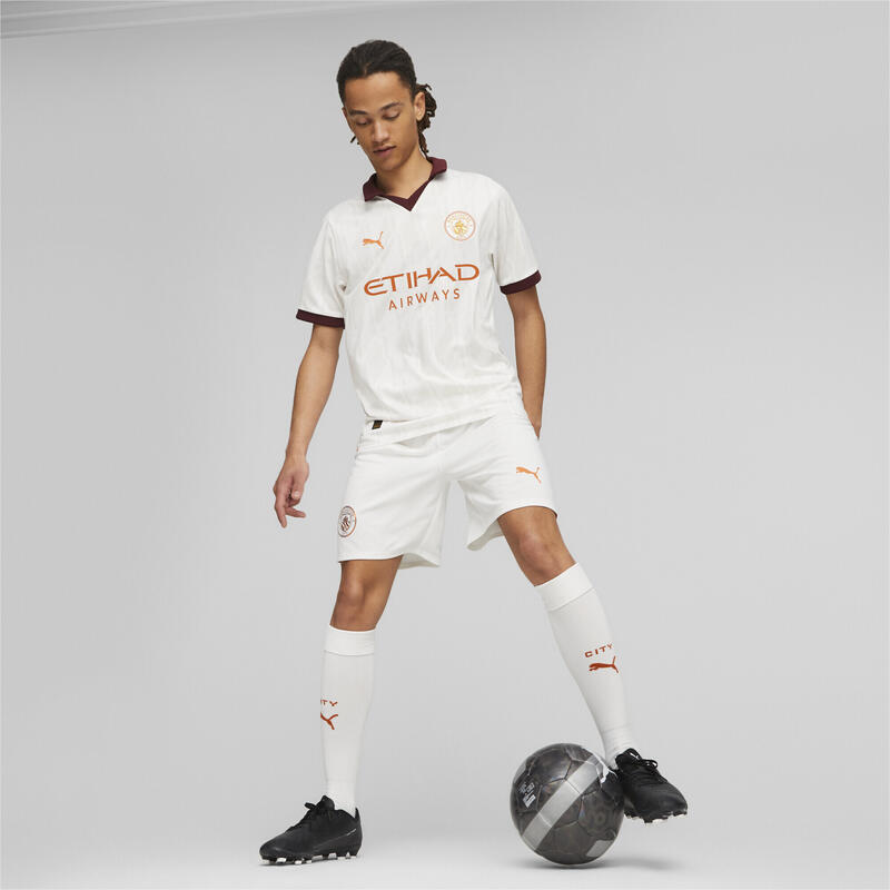Shorts da calcio Manchester City PUMA White Cayenne Pepper Orange