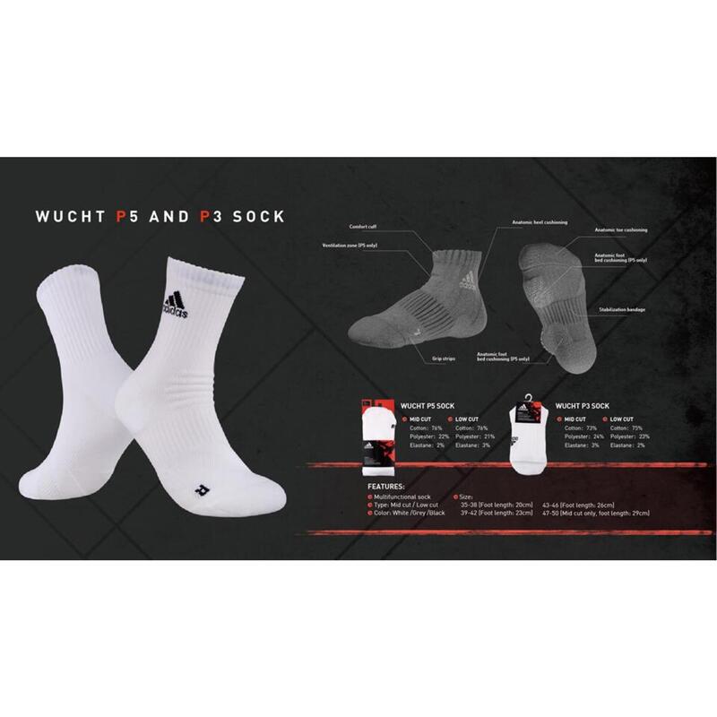 wucht P3 Badminton Socks Mid Cut Grey with Signal Cyan Size 1