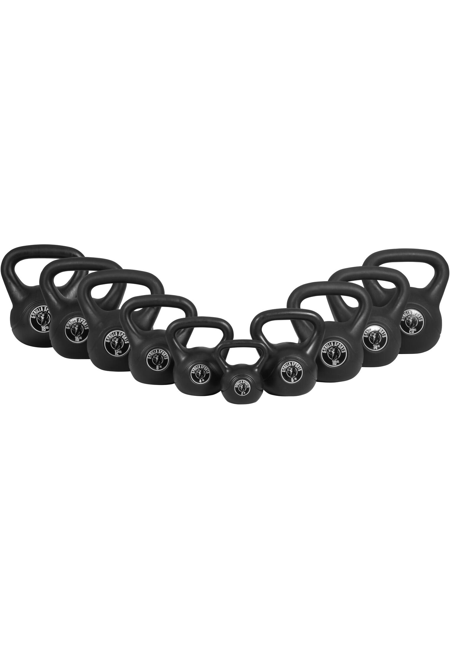 Kettlebells plastique Noires de 2 à 20 KG + Lot de 11 Kettlebells haltères russ 1/7