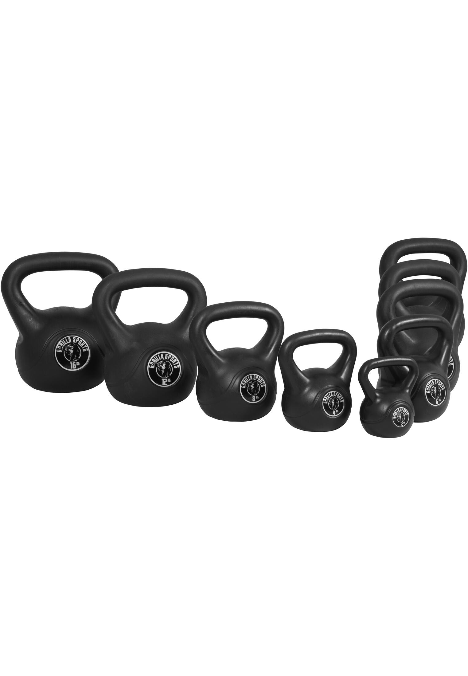 Kettlebells plastique Noires de 2 à 20 KG + Lot de 11 Kettlebells haltères russ 2/7