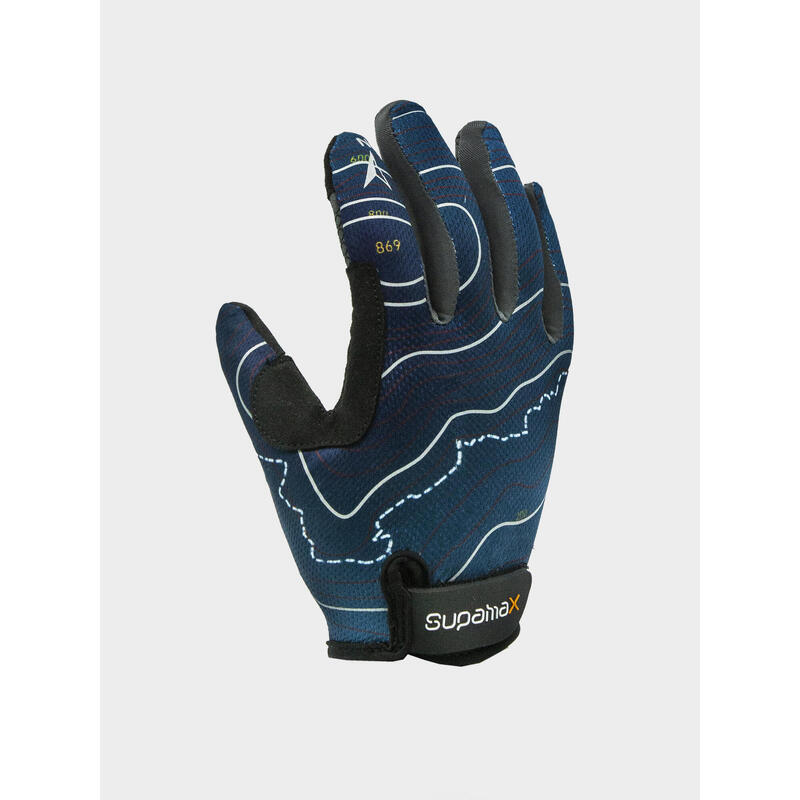 Adult's Mapping Full Finger Hiking Gloves with Buckle - Blue