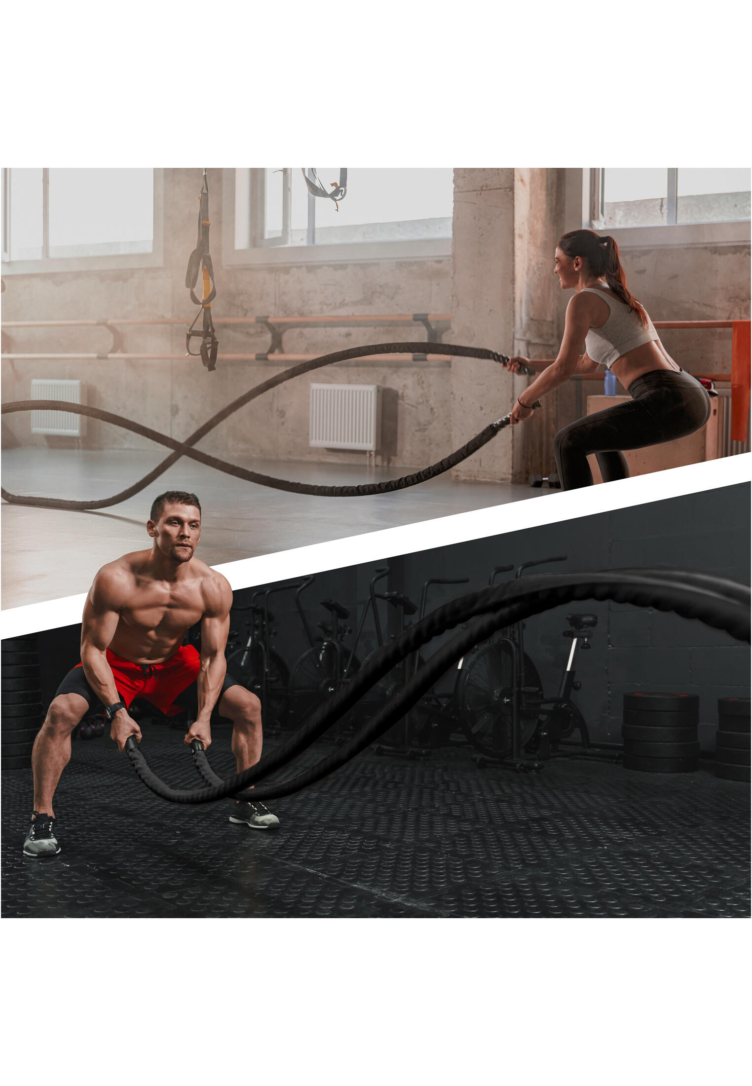 Gorilla Sports Battle Rope Nylon Rope in Multiple Lengths and Diameters ...