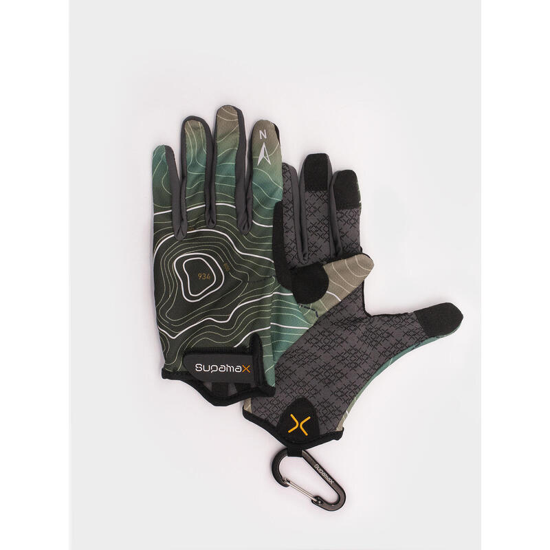 Adult's Mapping Full Finger Hiking Glove with Buckle (Green)