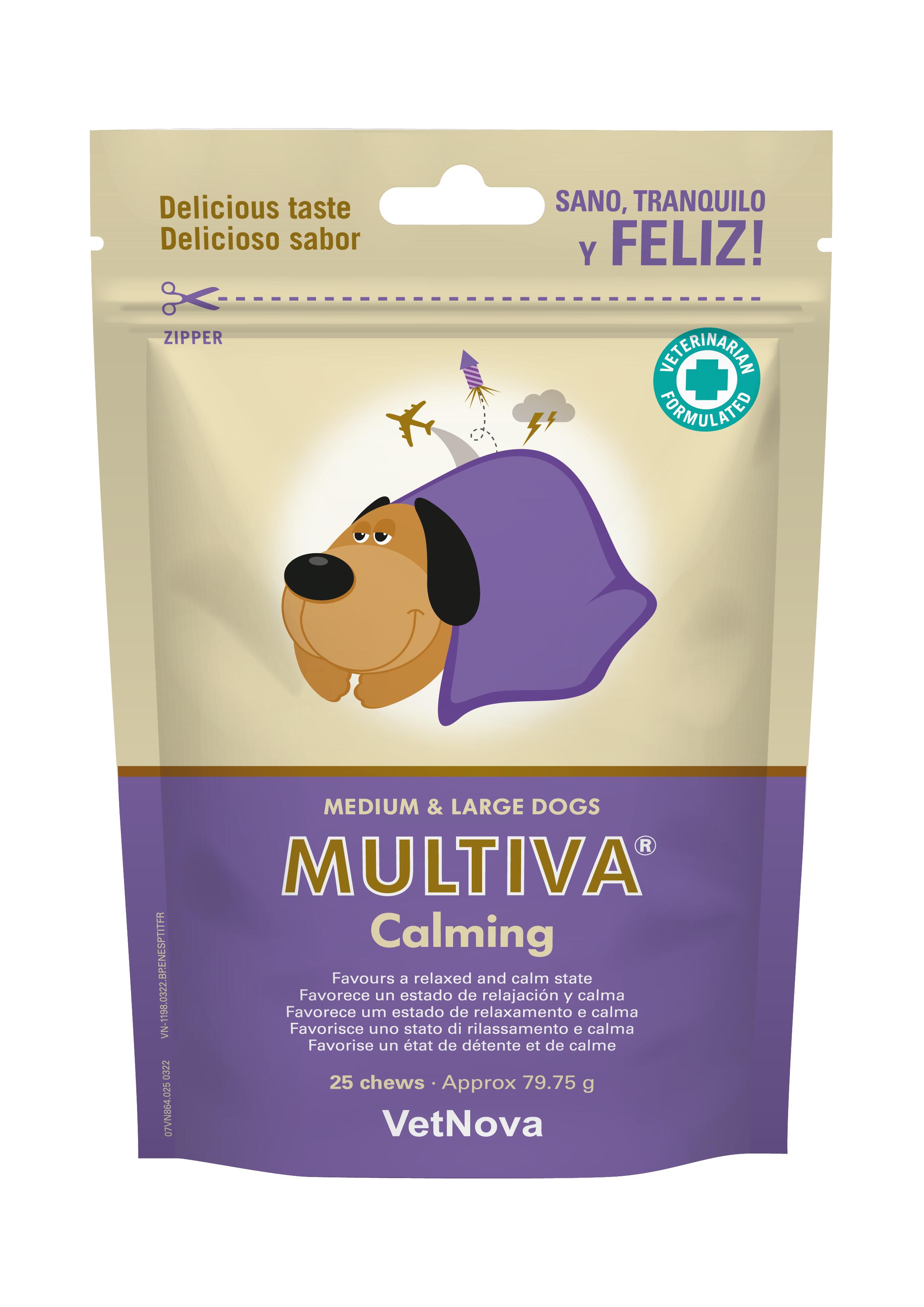 VETNOVA Suplemento de Fórmula Sinérgica MULTIVA® Calming para pierros.