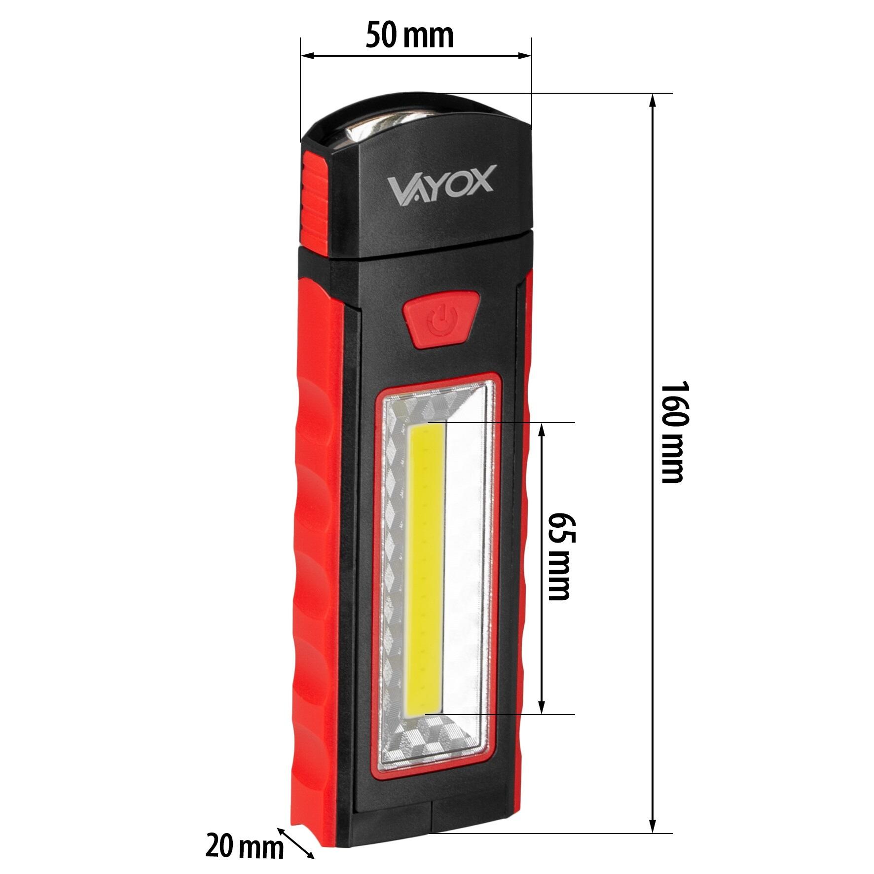 Vayox VA0101 campingzaklamp 120lm, werkt op batterijen 6/7