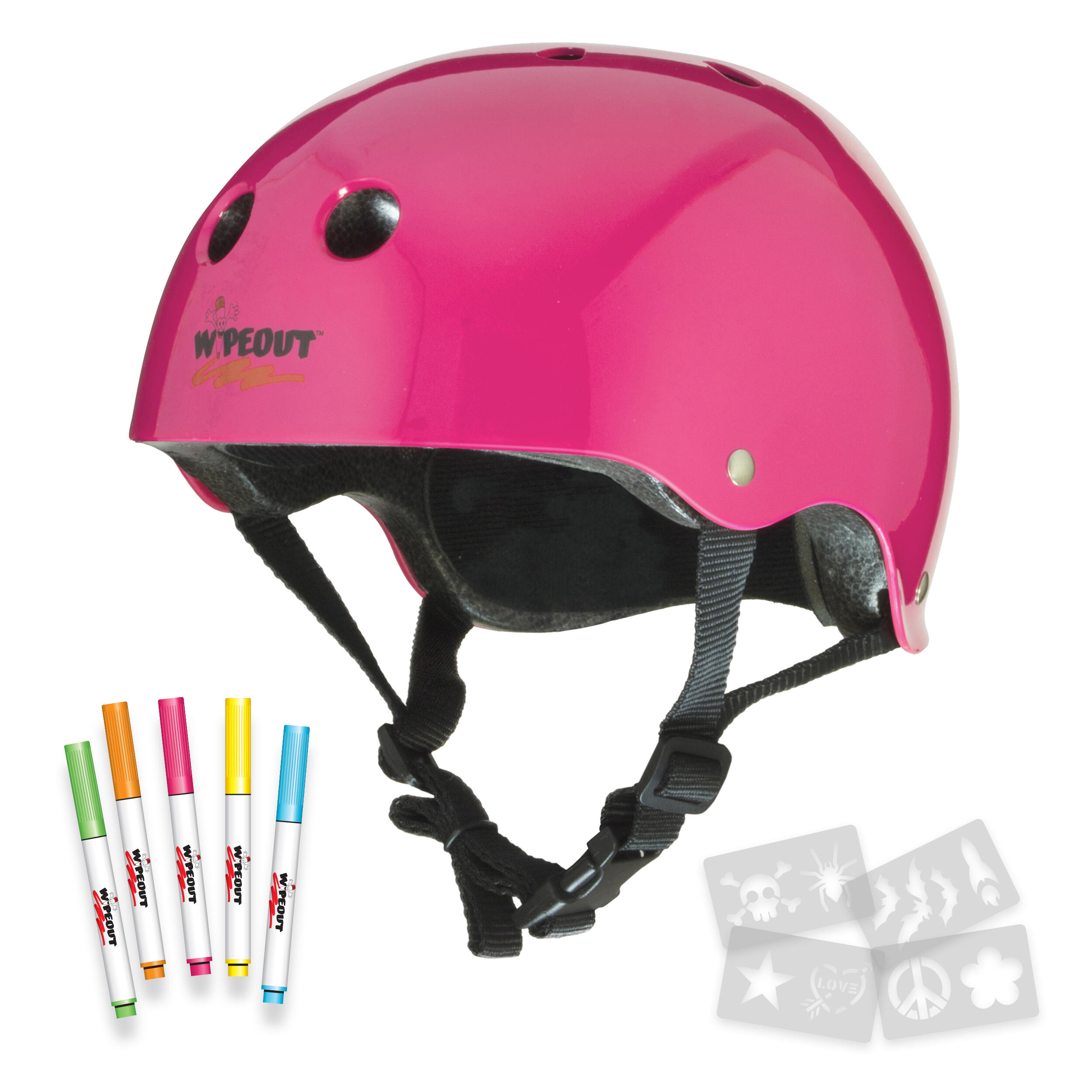 Wipeout Kids Bike Scooter Skate Helmet - Create own designs - Pink 5+ 3/5