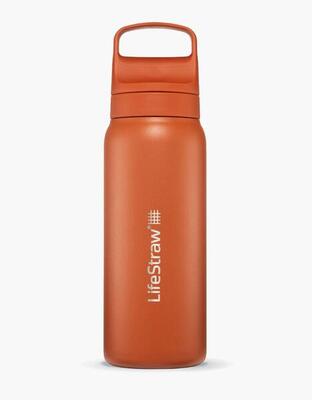 Lifestraw go 2.0 waterfles met filter - roestvrijstaal - 700ml - oranje