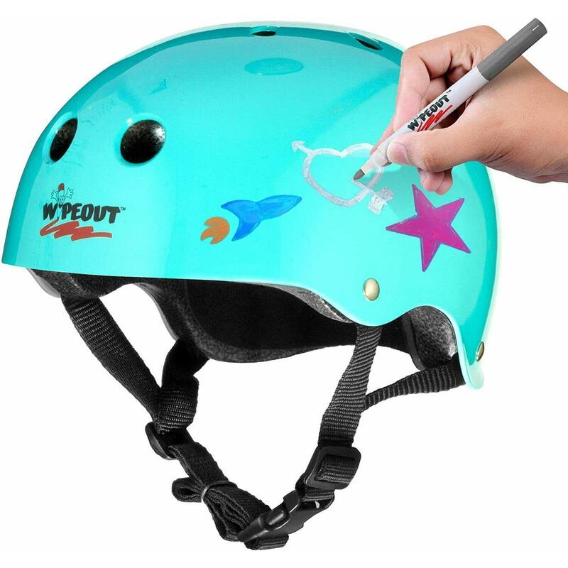 Wipeout Kids Bike Scooter Skate Helmet - Create own designs - Teal 8+
