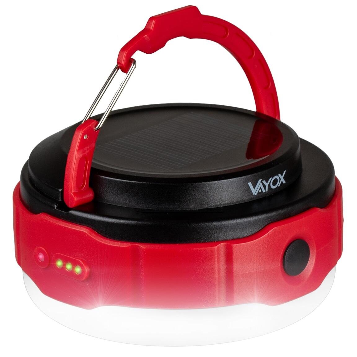 Lanterna de camping Vayox VA0100 500lm, recarregável, powerbank, painel solar