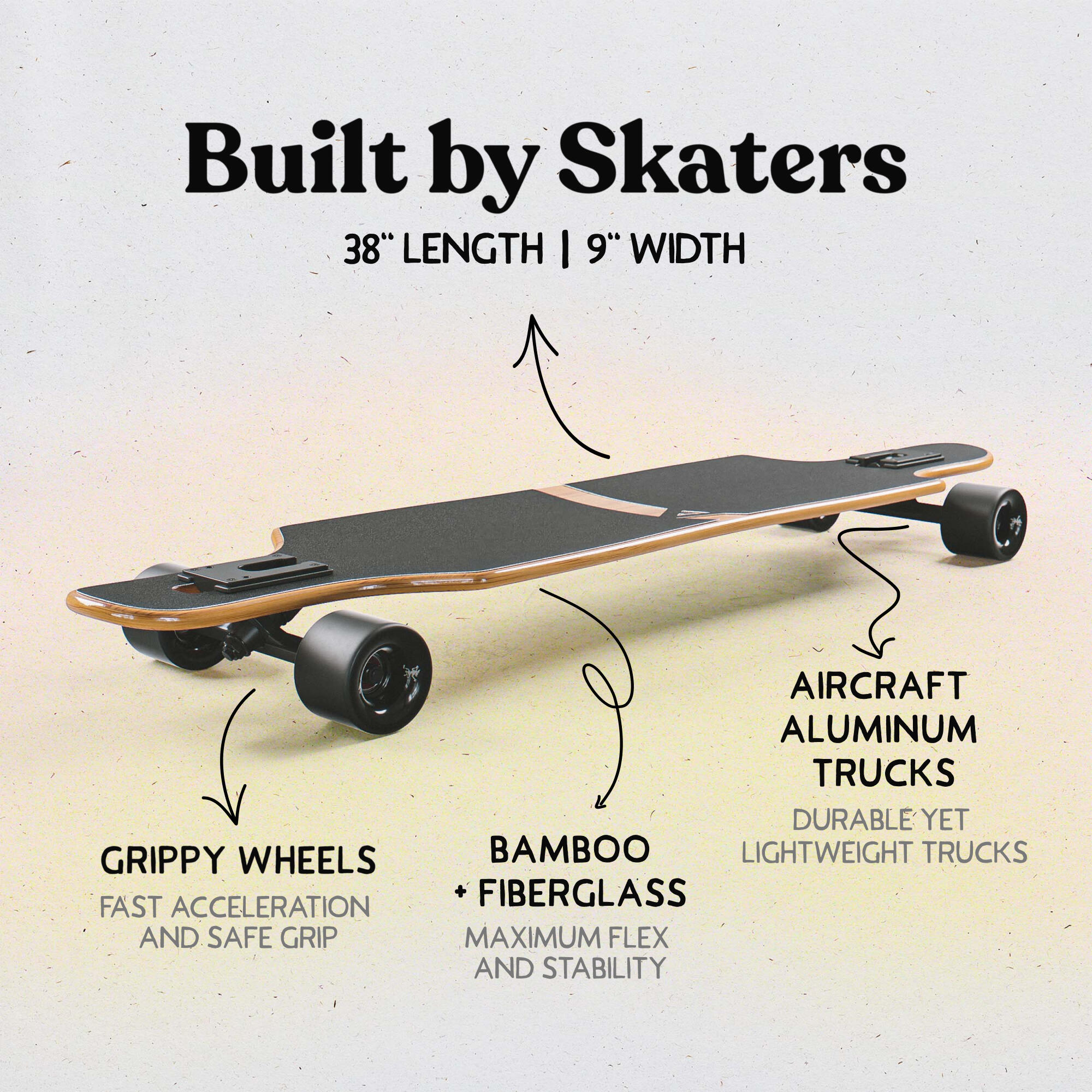 Longboards Twin Tip DT de fibra de vidrio, extremadamente ligeros y estables 2/6