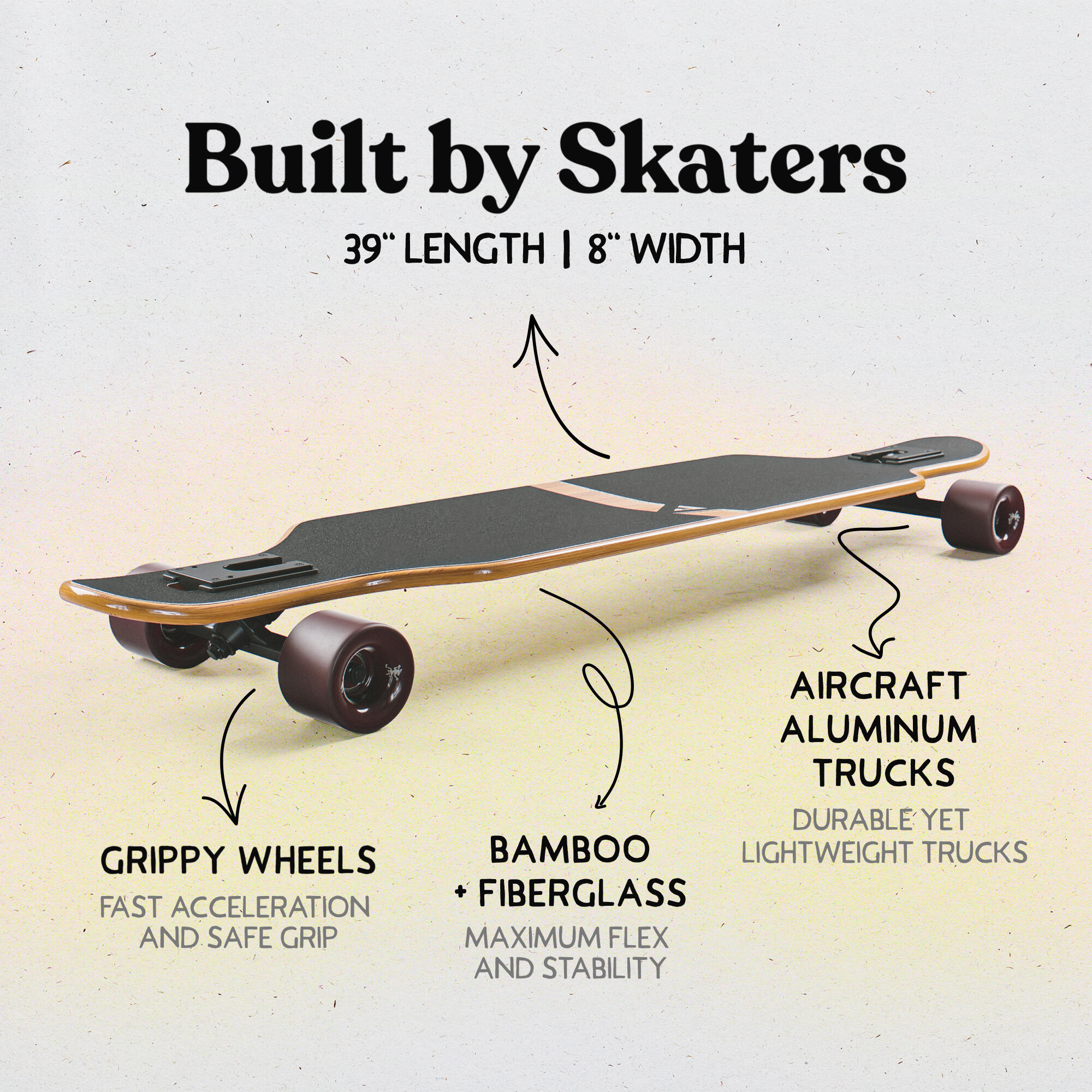 Longboard 39" Edición Especial, ABEC Alta Velocidad, Drop-Through Freeride 2/6