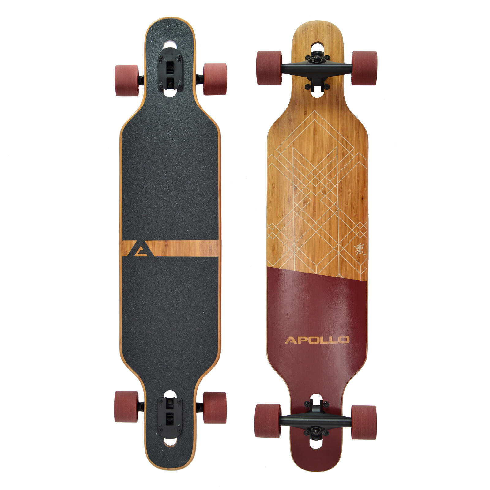 Apollo - Longboards Twin Tip Dt En Fibre De Verre, Ultra-légers Et Stables - Longboard Skate - Blanc|gris|marron - Decathlon