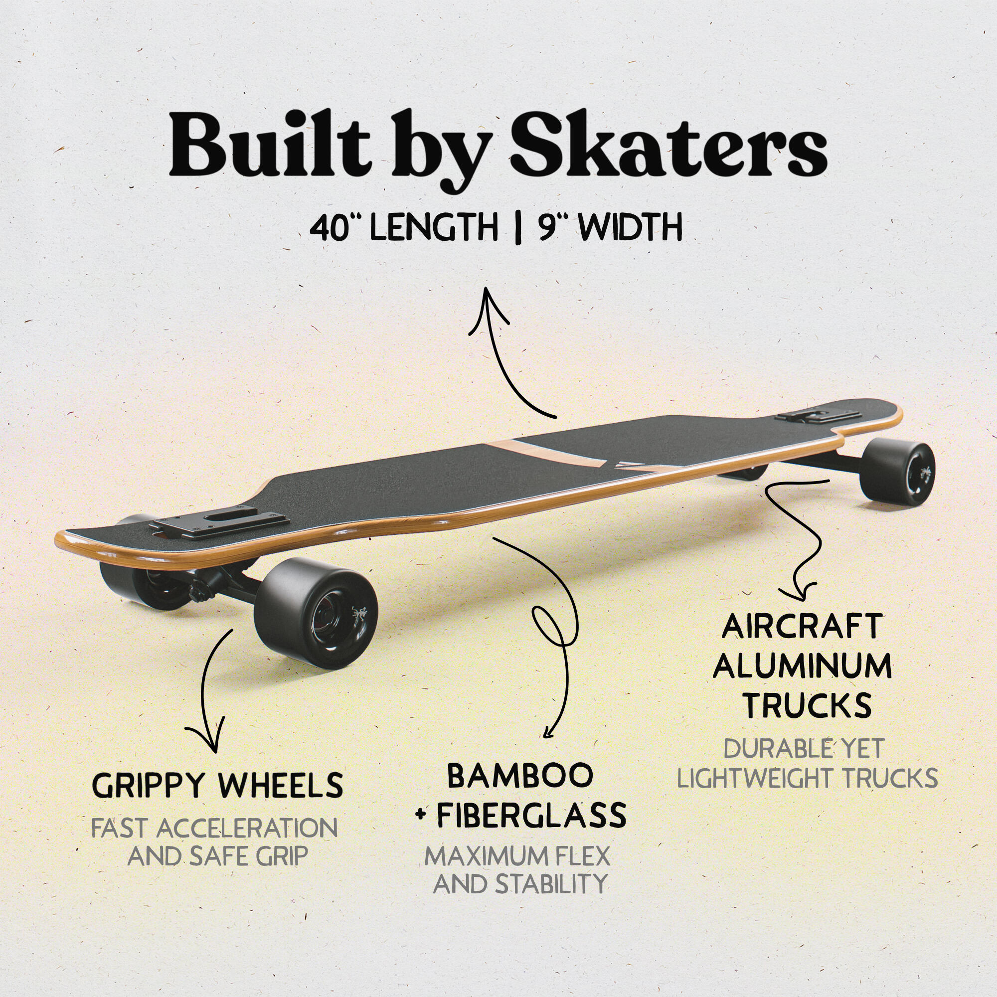 Longboards Twin Tip DT de fibra de vidrio, extremadamente ligeros y estables 2/7