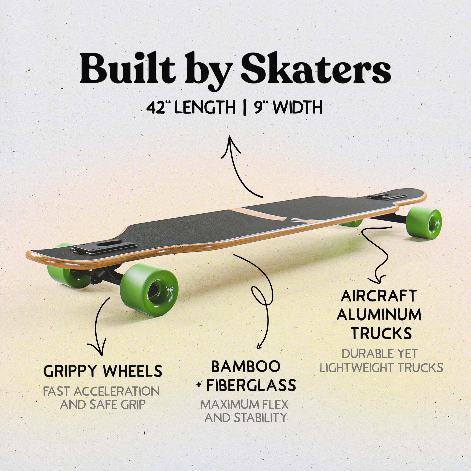 Longboards Twin Tip DT de fibra de vidrio, extremadamente ligeros y estables 5/7