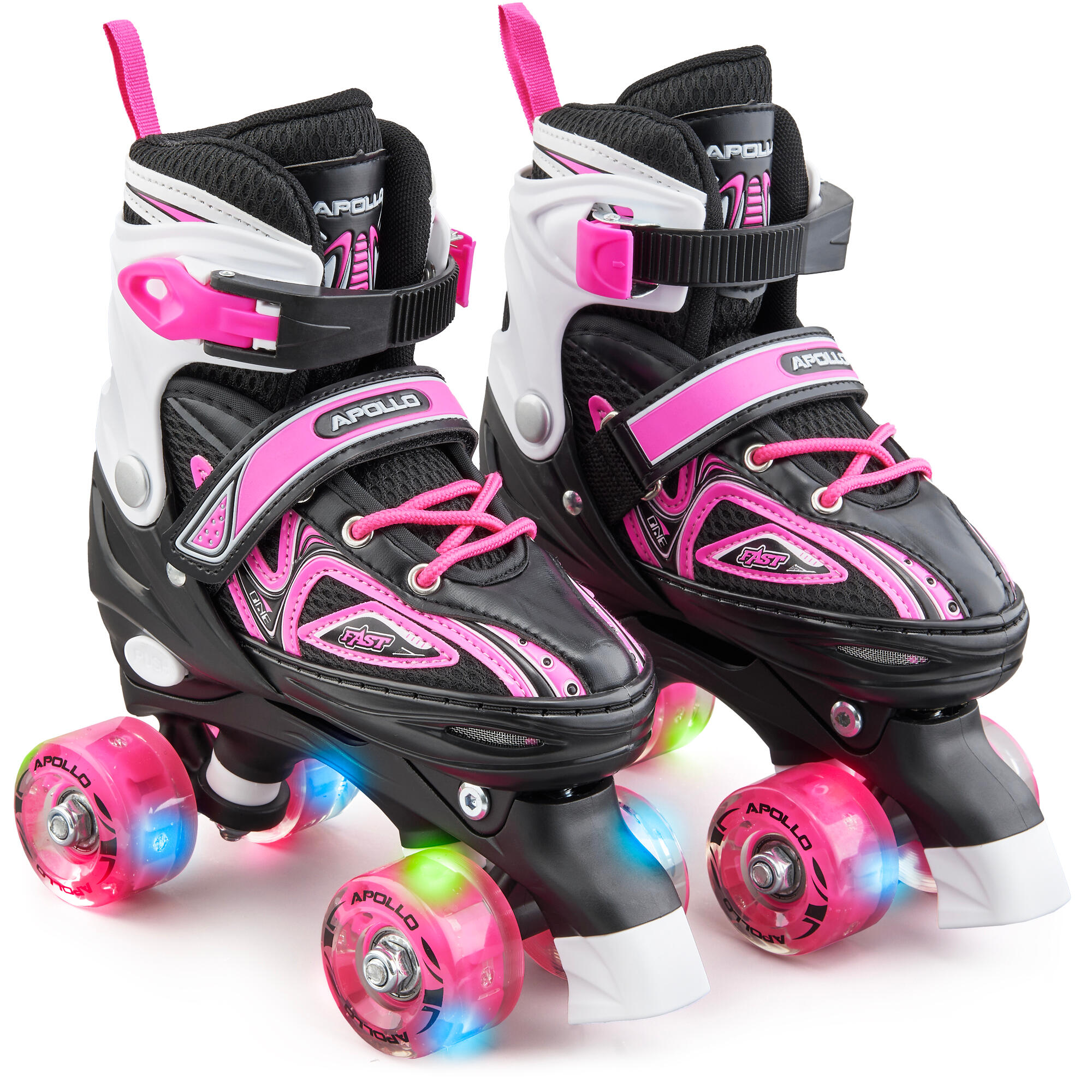 APOLLO 'Super Quad X Pro' verstelbare LED rolschaatsen, Roze - S (31-34)