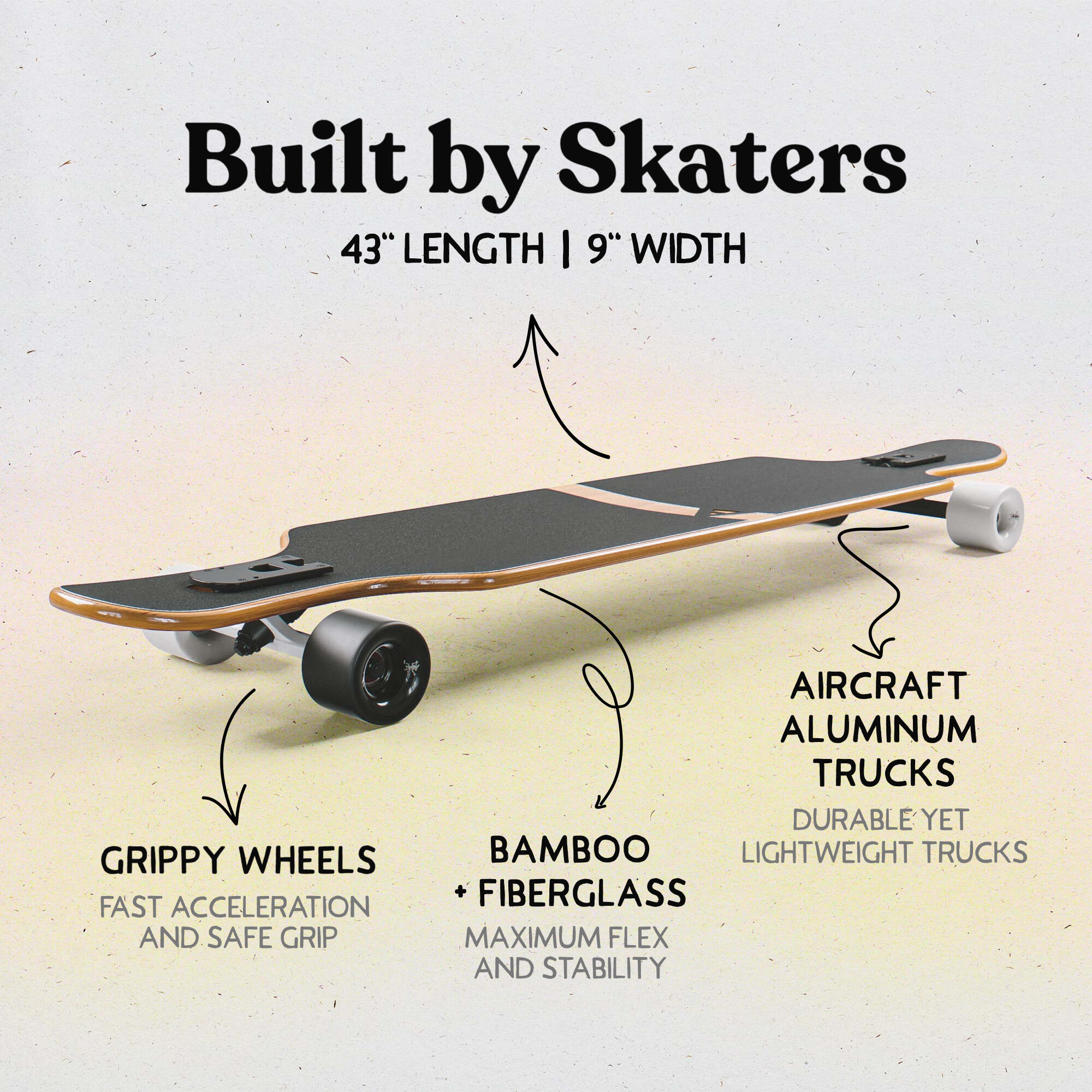 Longboards Twin Tip DT de fibra de vidrio, extremadamente ligeros y estables 2/6