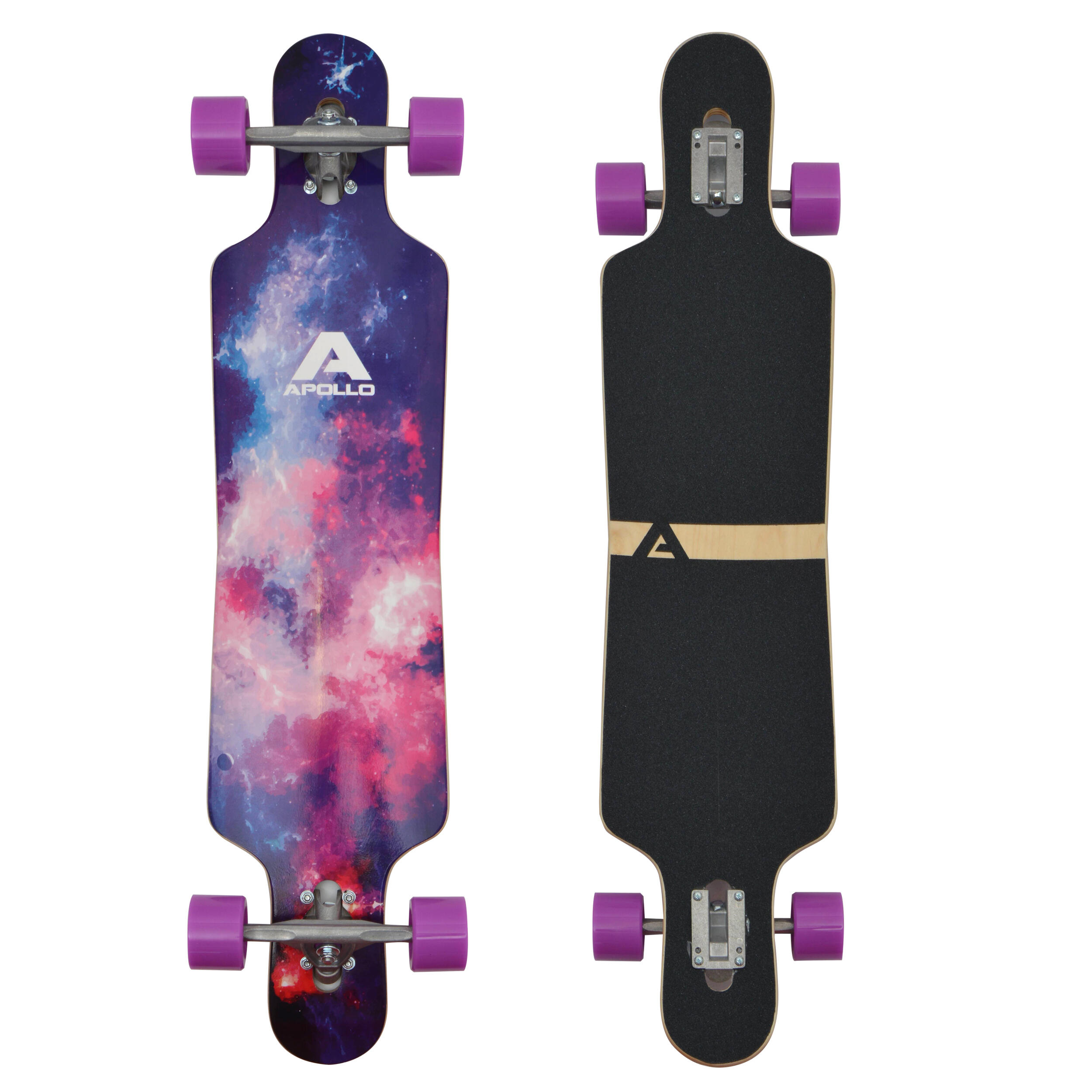 Apollo - Longboard 40" Édition Spéciale Complet, Roulements Abec High Speed, Drop-through - Longboard Skate - Rose|violet - Decathlon