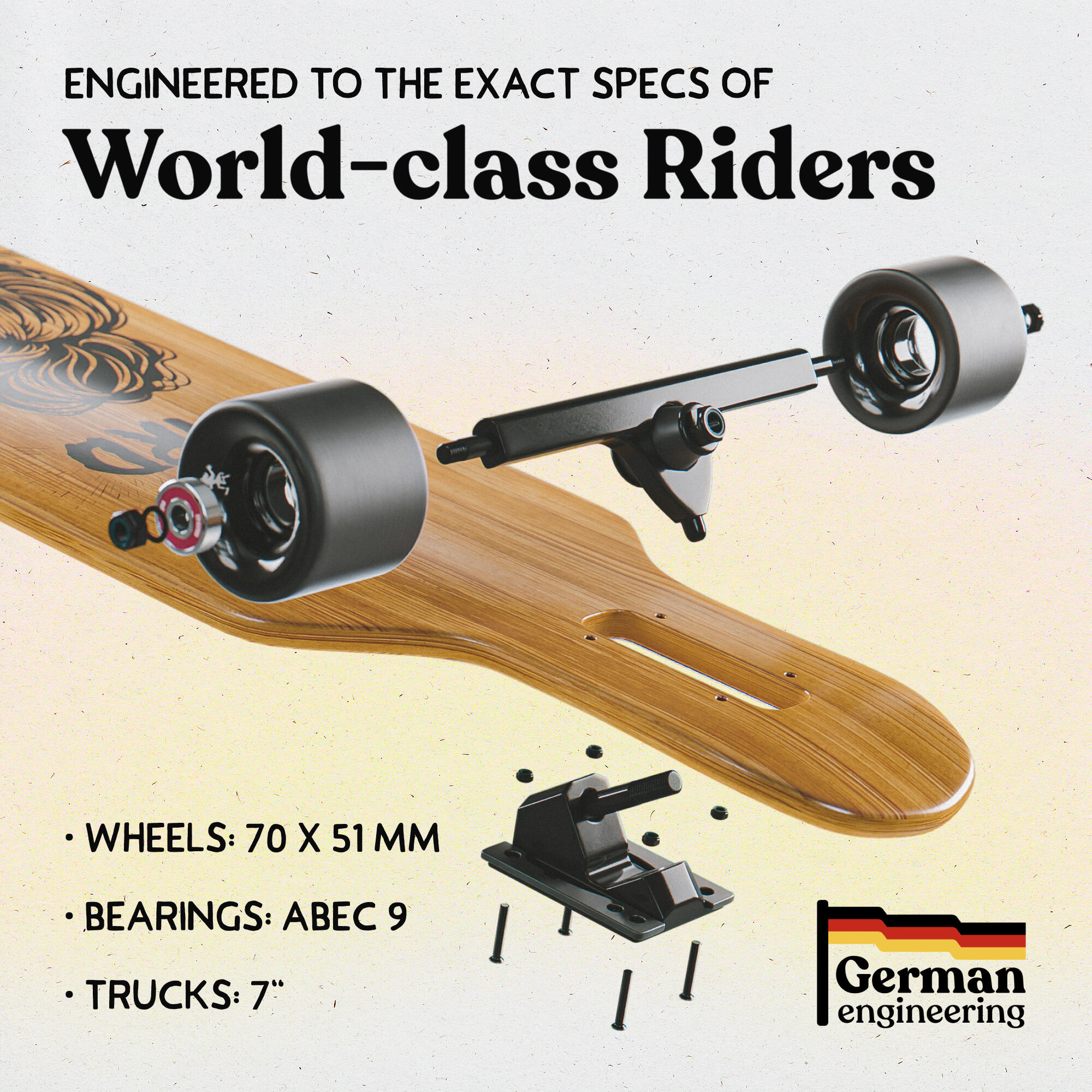 Twin Tip DT Fiberglas Longboards, Extrem leicht und stabil 6/6