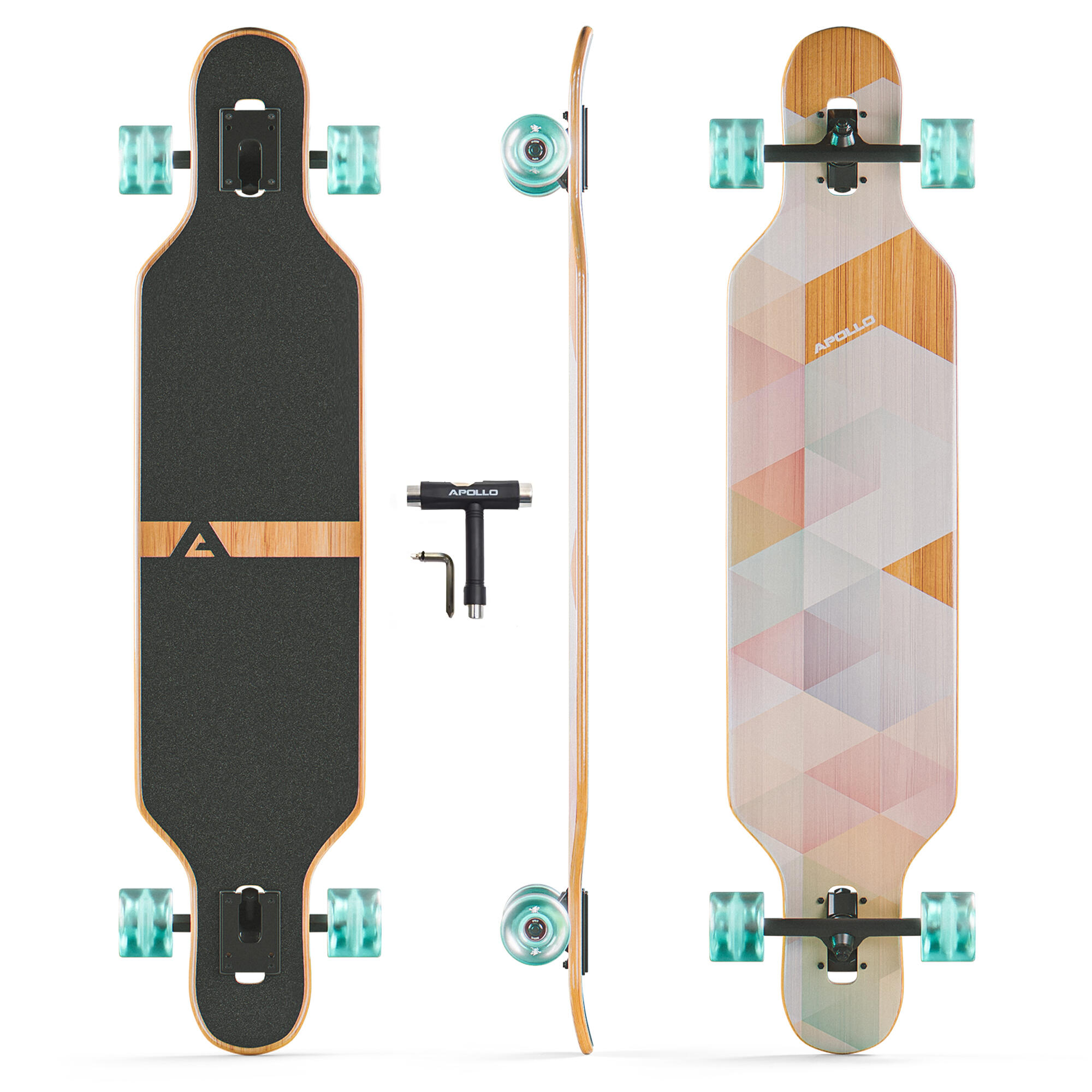 APOLLO Twin Tip DT Longboard 39" aus mehrlagigem Holz für idealen Flex & Stabilität