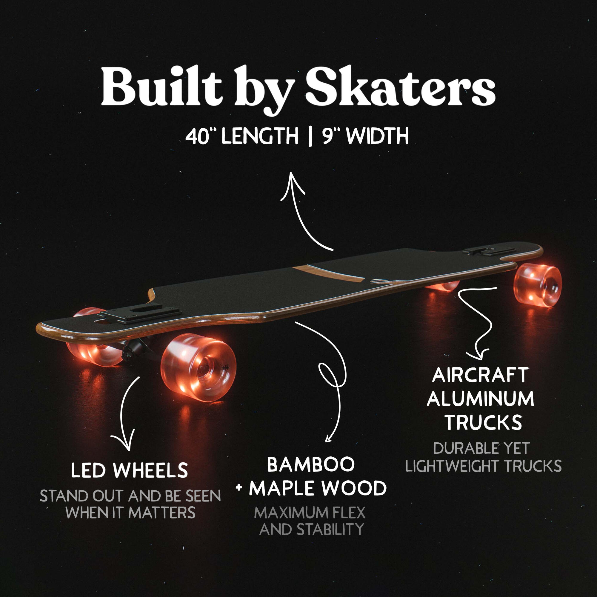Twin Tip DT Longboard 40" aus mehrlagigem Holz für idealen Flex & Stabilität 2/7