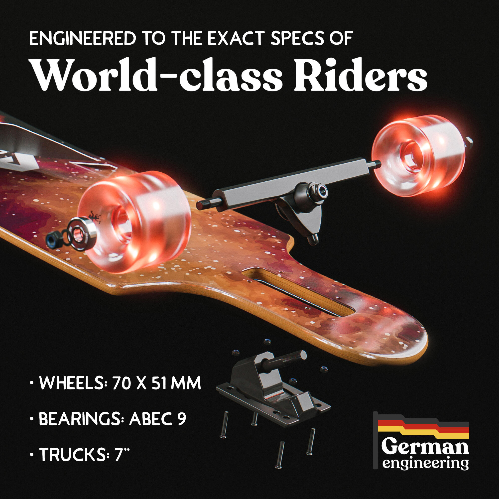 Twin Tip DT Longboard 40" aus mehrlagigem Holz für idealen Flex & Stabilität 6/7