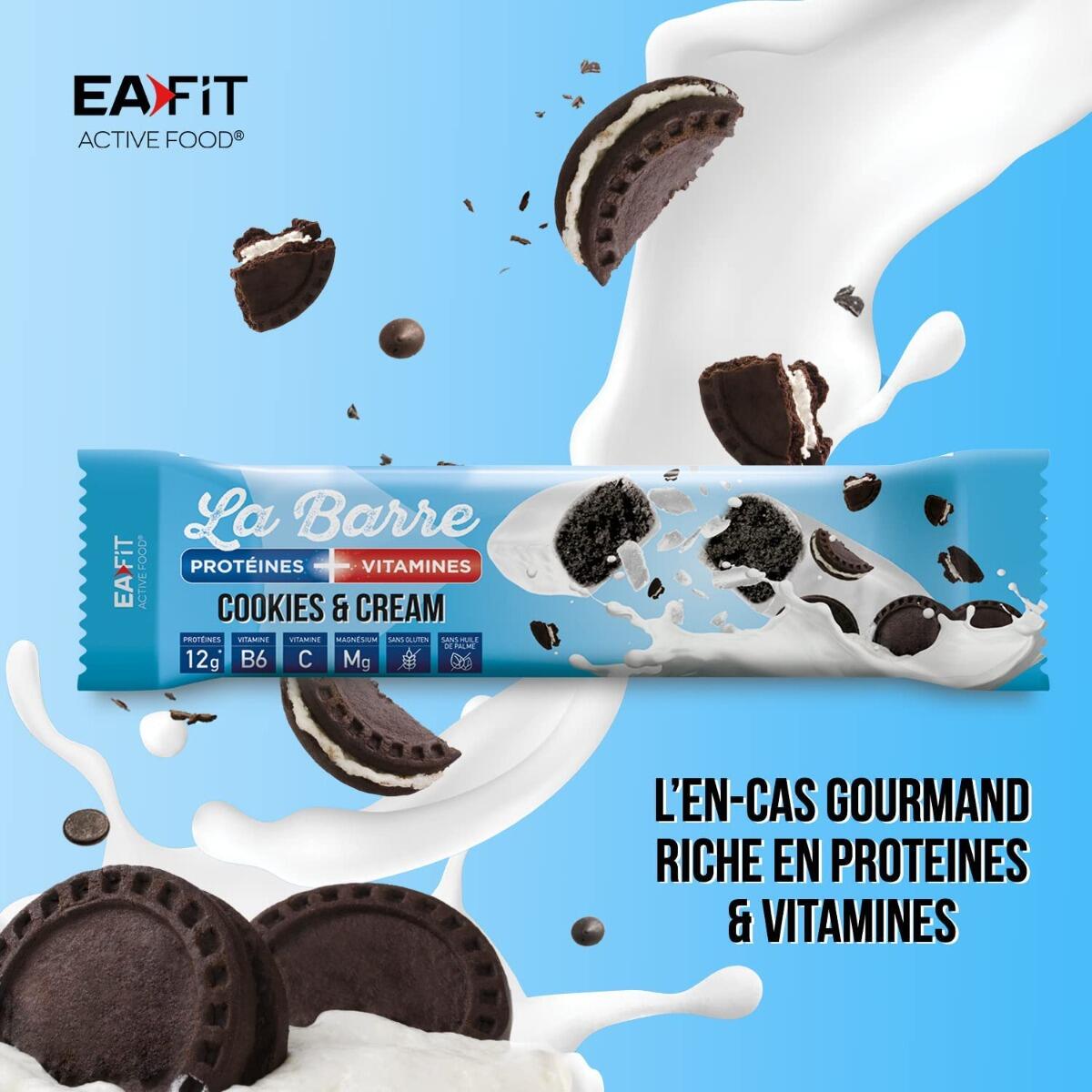 EAFIT LA BARRE PROTÉINES + VITAMINES 49 G - COOKIES & CREAM - LOT DE 24 4/7