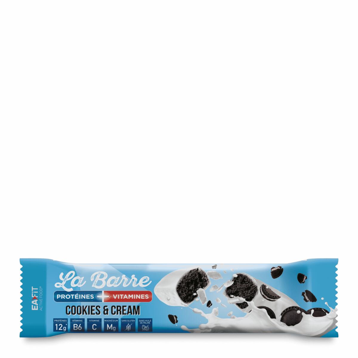 EAFIT LA BARRE PROTÉINES + VITAMINES 49 G - COOKIES & CREAM - LOT DE 24 2/7