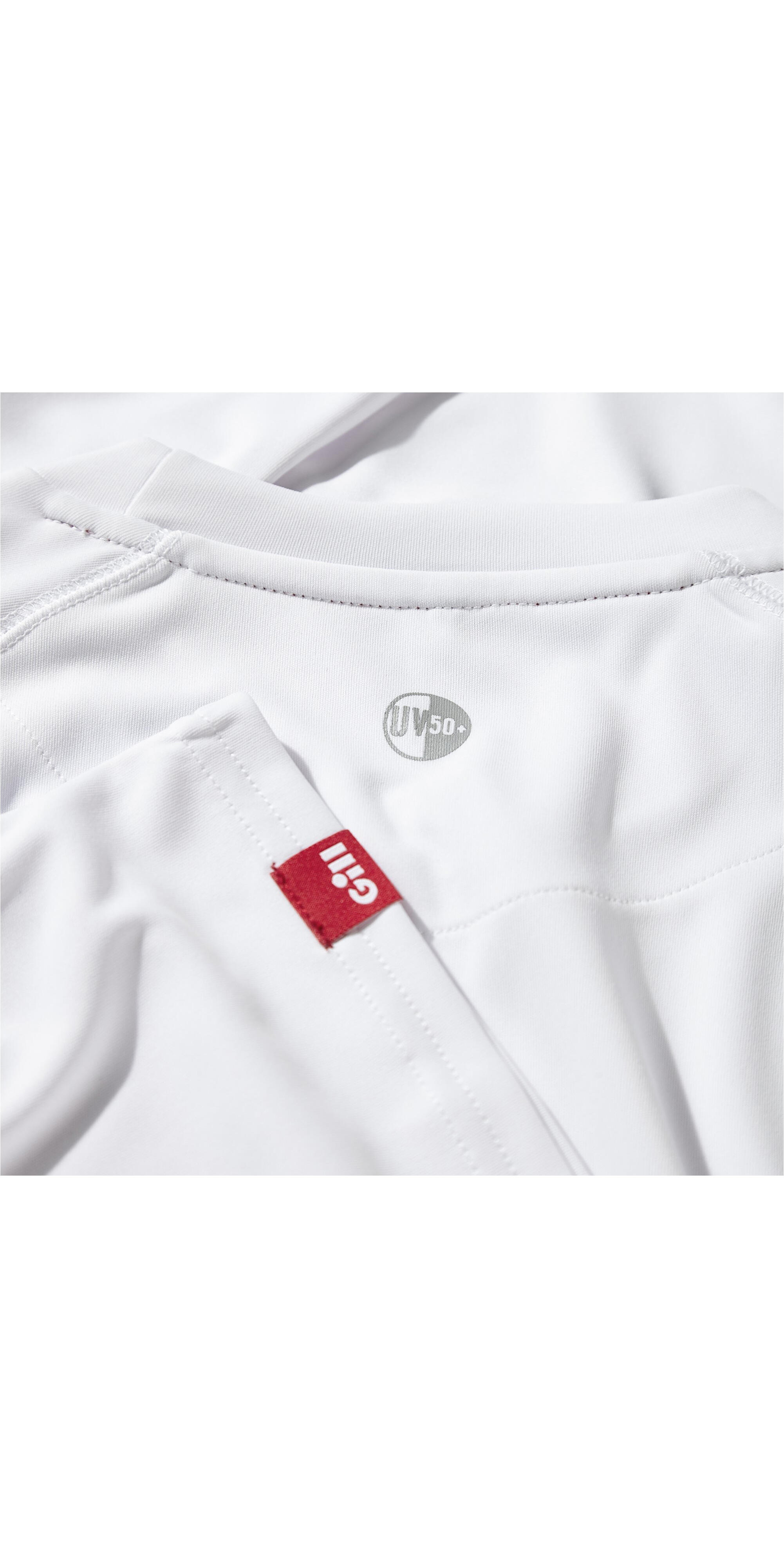 Hombres Manga Larga Uv Tec Tee Blanco 4/4