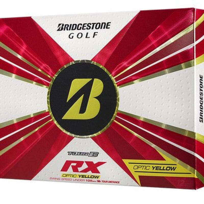 Doos met 12 Bridgestone Tour B RX-golfballen Kleur: geel